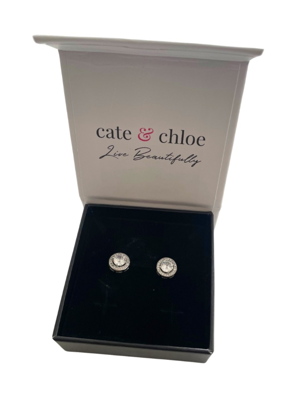 Cate & Chloe Live Beautifully Diamond Ariel Earrings 18k White Gold Plated #0068